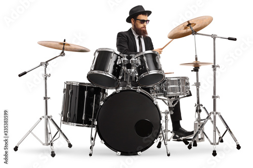 Canvas Print Elegant male musician playing drums
