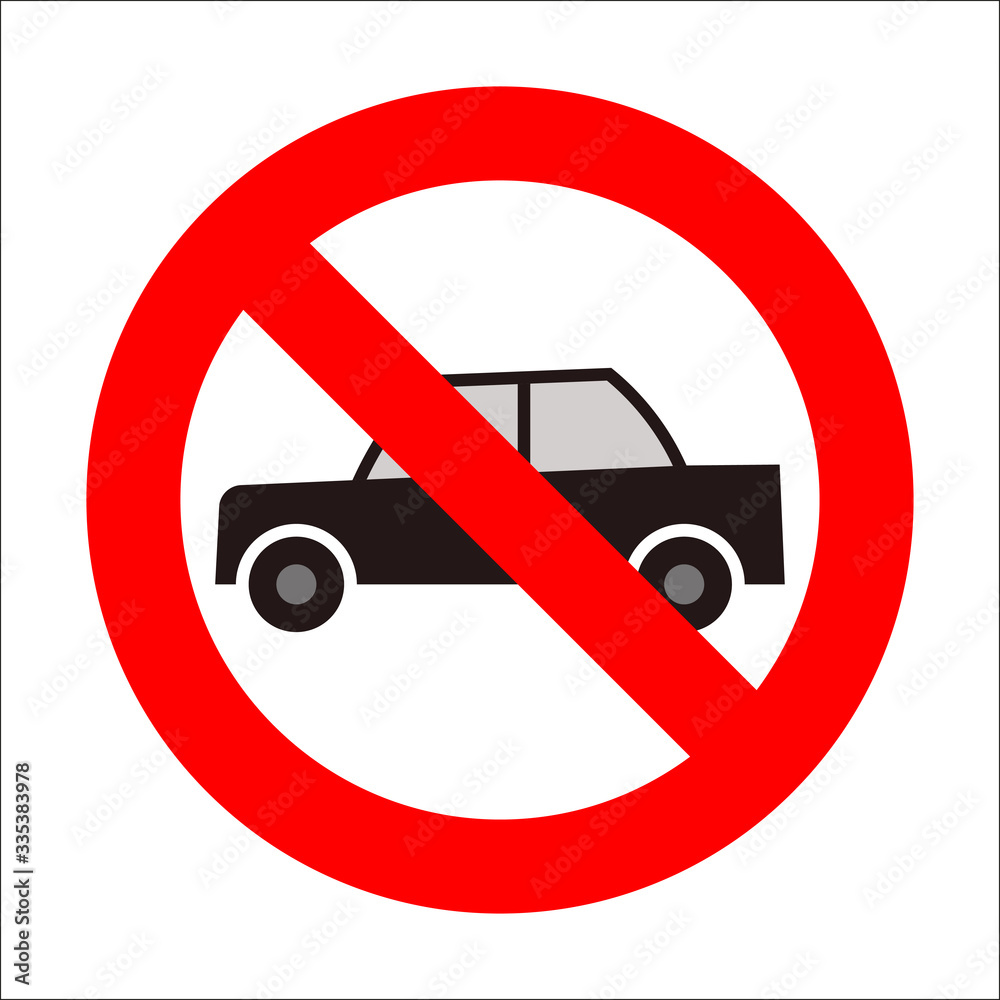 prohibition sign no parking, no car, attention on the road