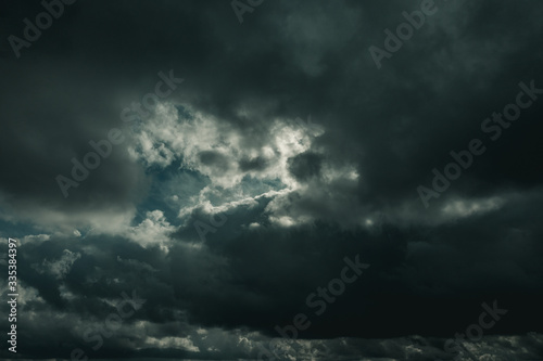 Dramatic sky with clouds. Aerial view