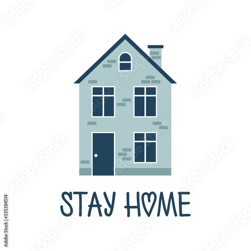 Vector illustration "Stay Home". Stay at home to stop outbreak and to prevent virus spread.