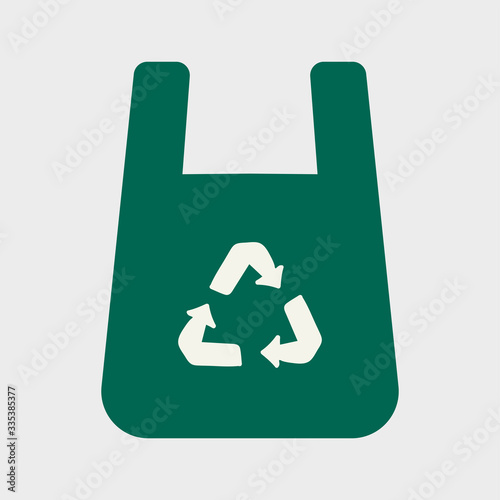 Plastic bag with recycle sign. Bag icon. Vector illustration.