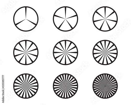 Graphic element dividing the whole object into parts. Part of logo design, template for infographics. Vector illustration.