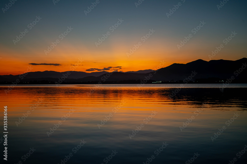 Sunset landscape lagoon
