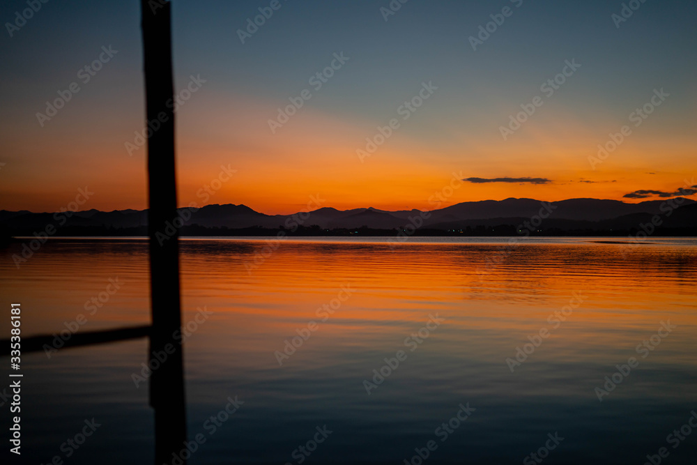 Obraz premium Landscape Lagoon sunset 