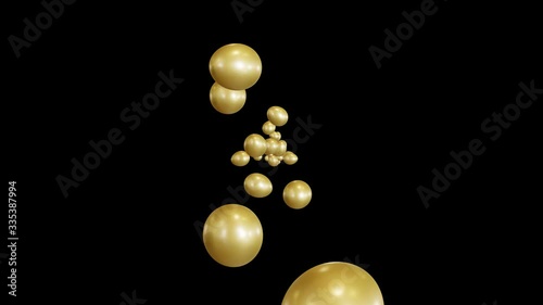 Easter Golden Eggs 3D Animation on Black Background Looped Seamless Animation. Transparent Background and Alpha Channel Mask.