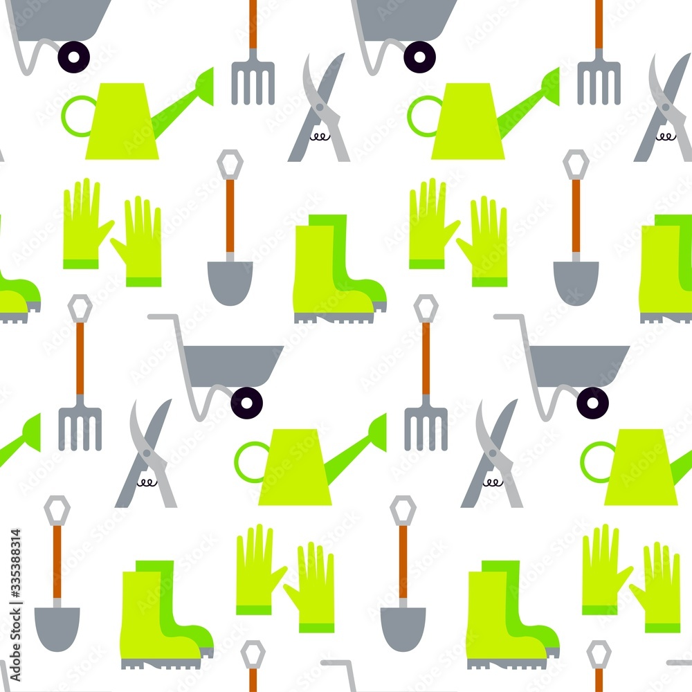 Flat Garden Tools Seamless Pattern