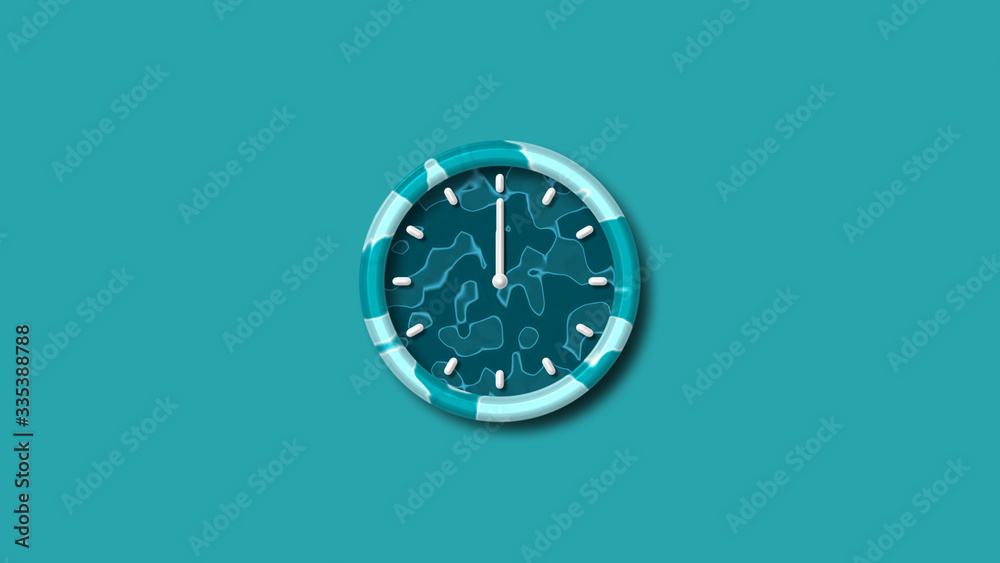 3d wall clock icon,cyan dark clock isolated,New 3d clock isolated