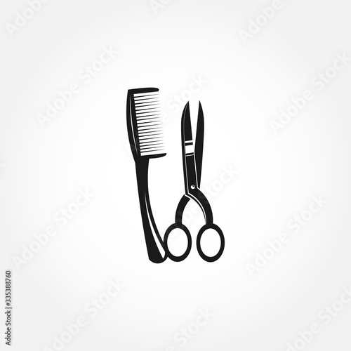 Comb and scissors. Hairdresser tools icon. isolated design element