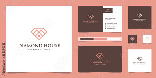 diamonds and house. abstract design concepts for real estate agents, hotels, residences. symbol for building. logo design and business card templates.