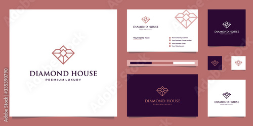 diamonds and house. abstract design concepts for real estate agents, hotels, residences. symbol for building. logo design and business card templates.
