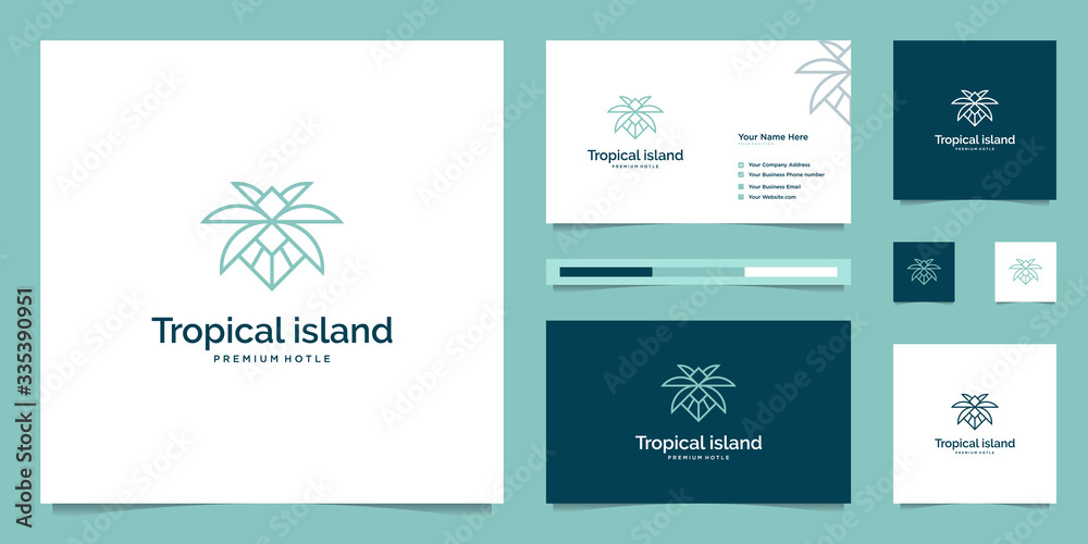 Palm tree. Abstract design concept for travel agencies, tropical resorts, beach hotels. Summer vacation symbol. Vector logo design template.