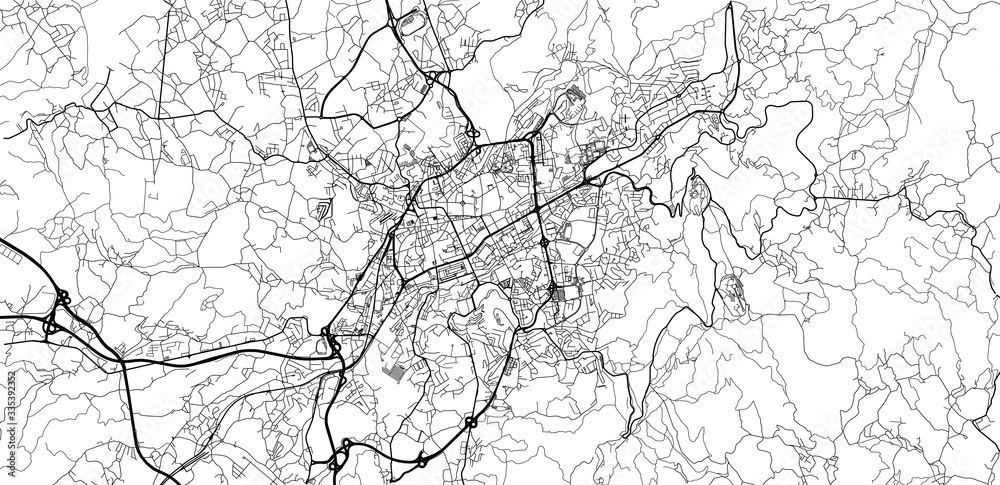 Fototapeta premium Urban vector city map of Braga, Portugal