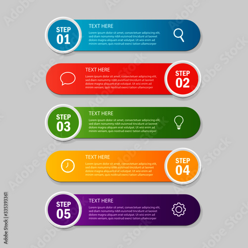 business infographics template. numbers 5 steps isolated on white background. illustration vector. 