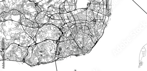 Urban vector city map of Lisbon, Portugal