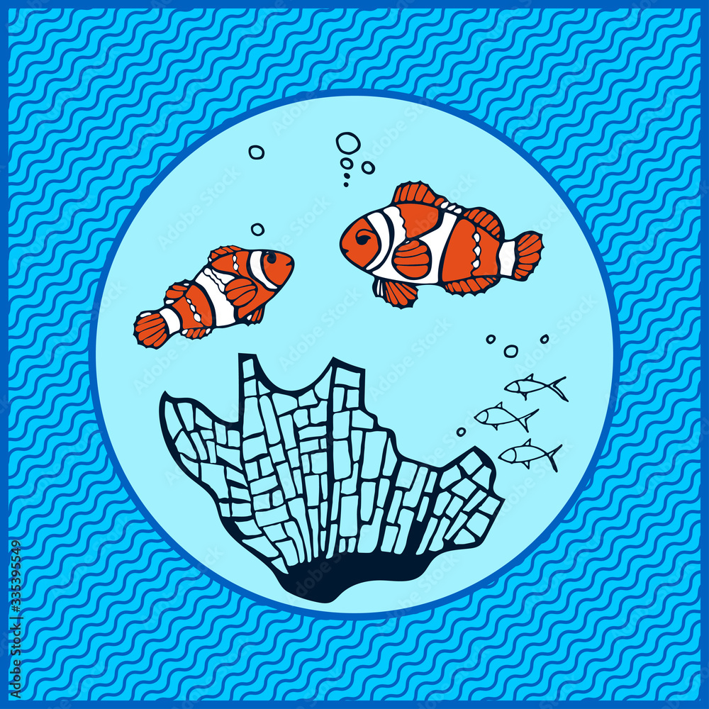 Hand drawn underwater natural ocean elements. Abstract creative background with reef corals. Vector sketch. Modern ornamental decorative background. Fashion style. Hand drawn underwater natural ocean elements. Abstract creative background with reef corals. Vector sketch. Modern ornamental decorative background. Fashion style.