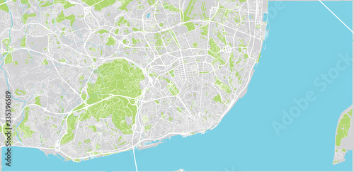 Urban vector city map of Lisbon, Portugal