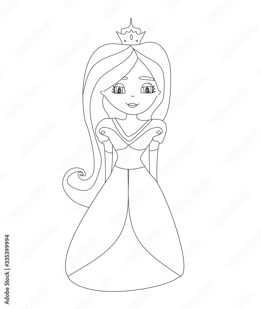 cute little princess coloring book - doodle illustration