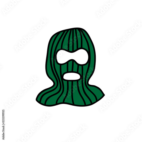 balaclava hat doodle icon, vector illustration