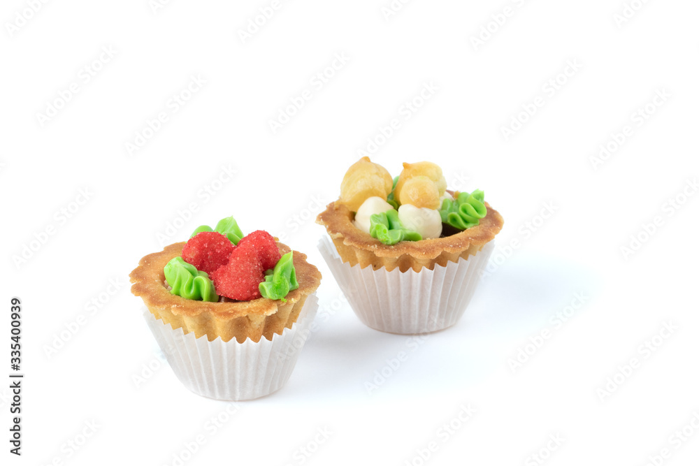Cakes with cream and berry jam Cakes with cream and berry jam