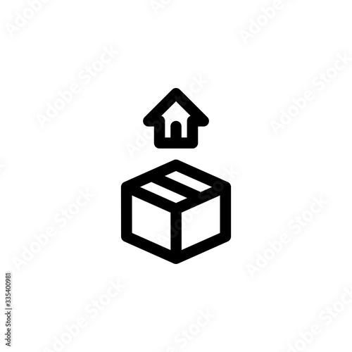 Package Arrived at Home Unboxing Outline Icon Vector Illustration
