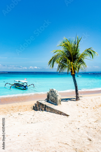Fototapeta Naklejka Na Ścianę i Meble -  Beautiful beach with turquoise water at Nusa Lembogan island, Bali, Indonesia.


