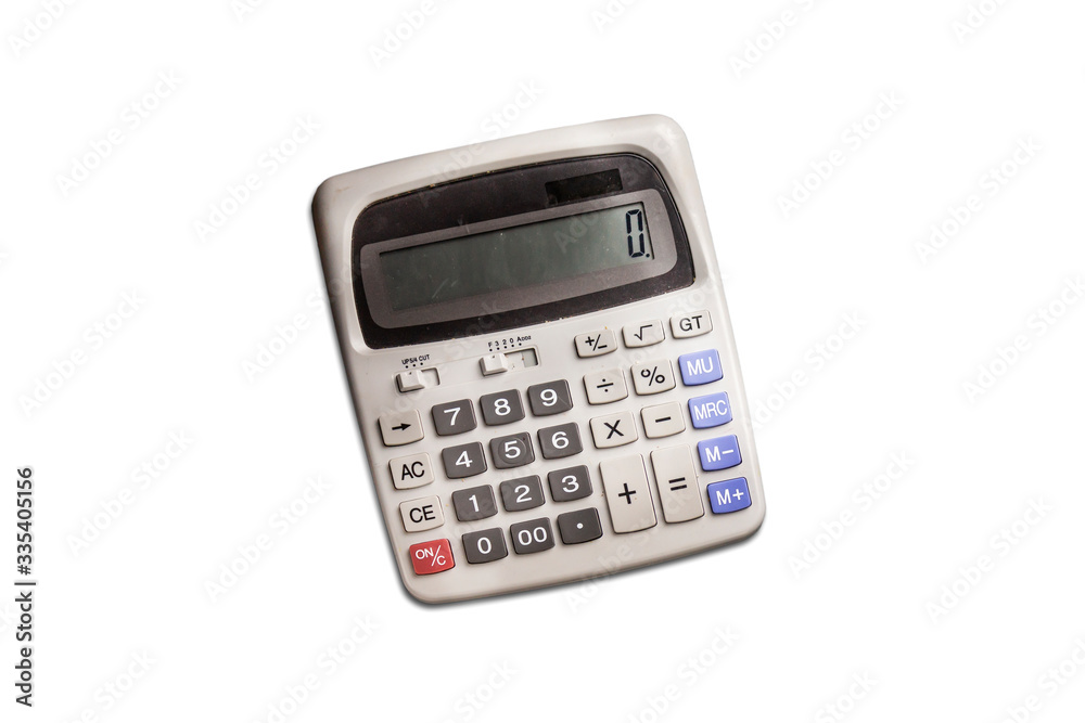 grey big calculator isolated on white background grey big calculator isolated on white background