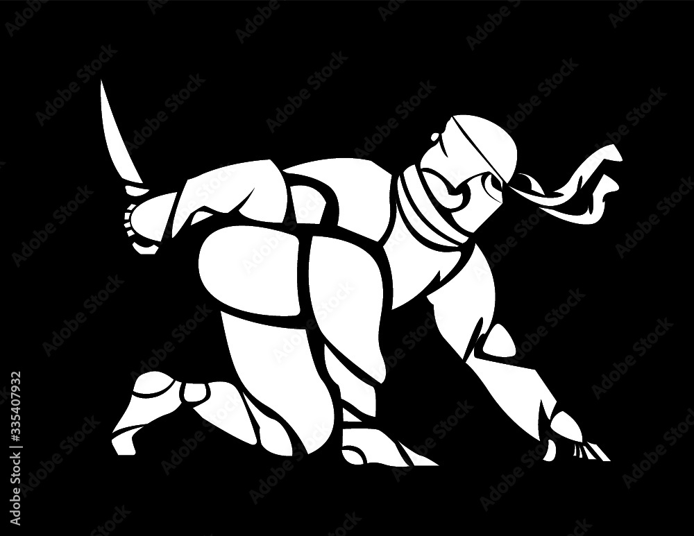 Fototapeta premium Illustration/ graphic resource, of a ninja in a fighting posture