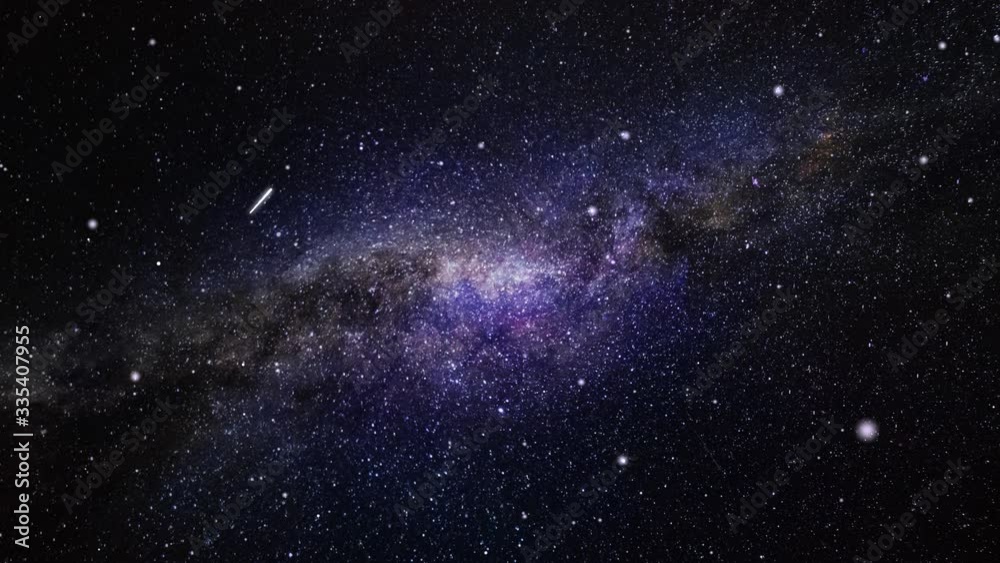 Abstract Nebula Space Travel Looped Background. Fly from universe burn to the earth near planets, Nebula Aquarius , stars and galaxy