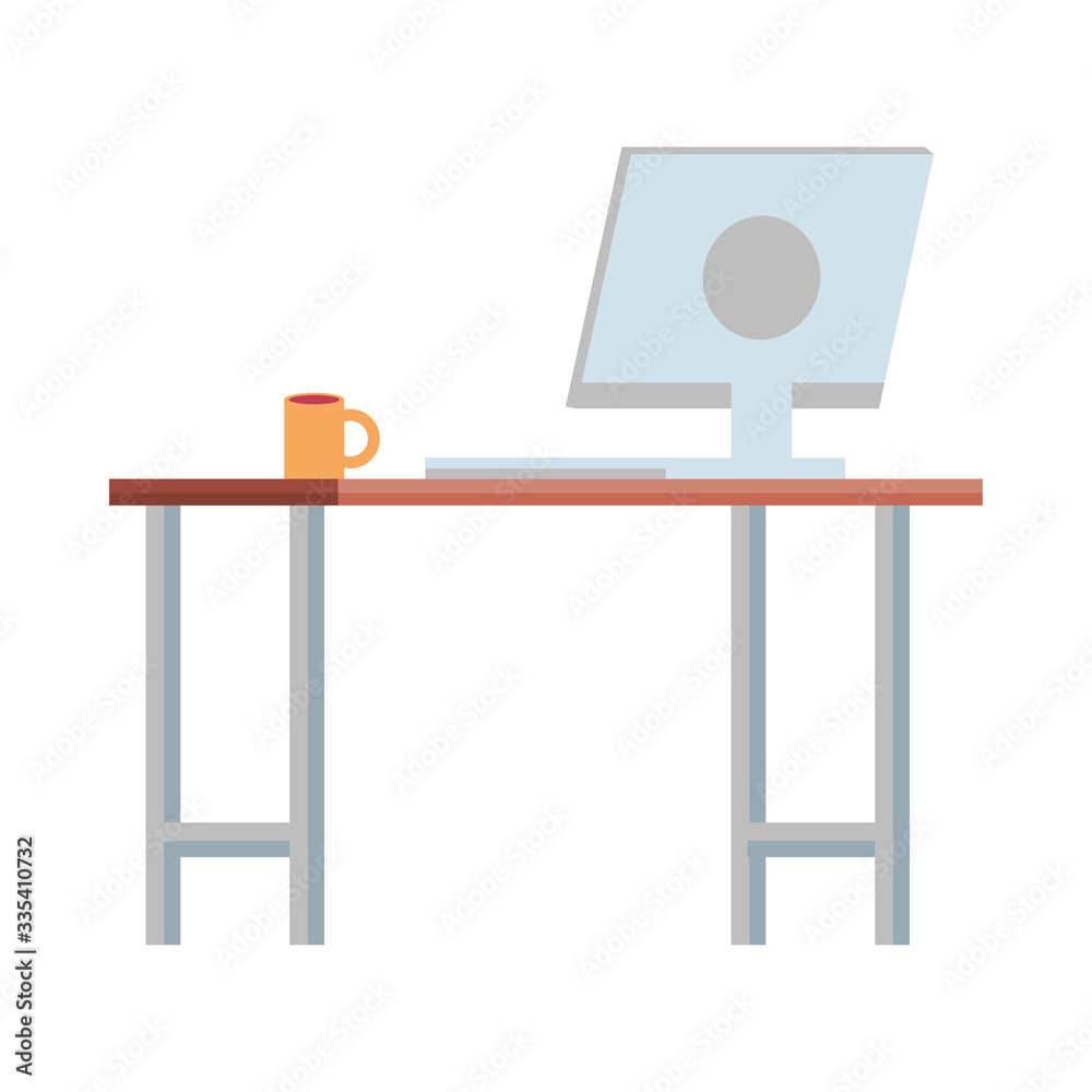 desk with computer workplace scene desk with computer workplace scene