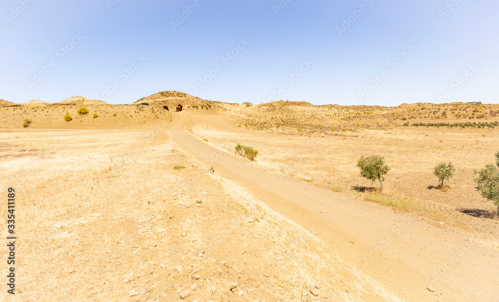 semi desert landscape next to Guadix city, Province of Granada, Andalusia, Spain