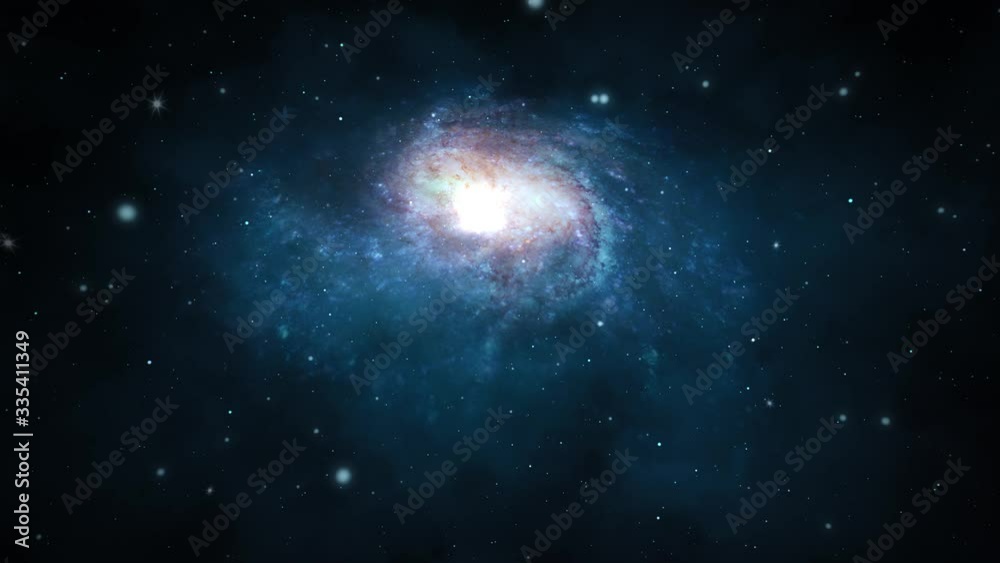 Flying through space passing stars. 4k motion design Loop Animation for Science, astronomy, Nebula, Dust particles Clouds Starfield Space travel concept.