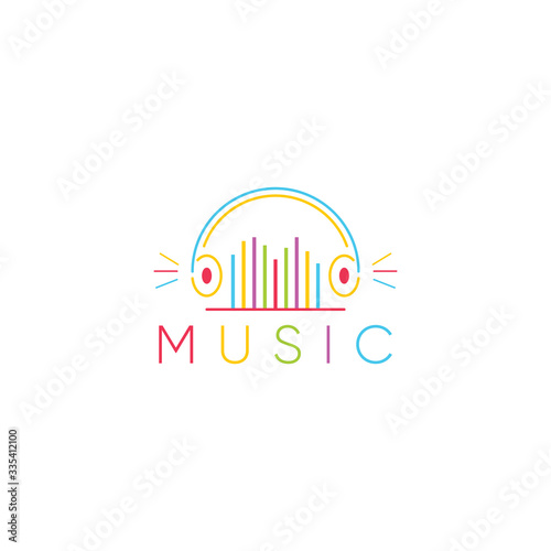 Music headphone logo. Podcast logo design template