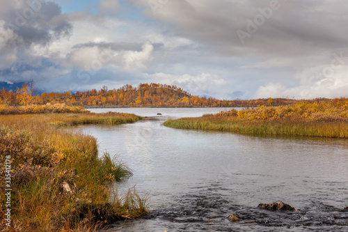 Fototapeta Naklejka Na Ścianę i Meble -  river in the Arctic mountains of a Sarek National Park.
