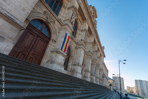 The facade of the historical building of the Court of Appeal in Bucharest, Romania.