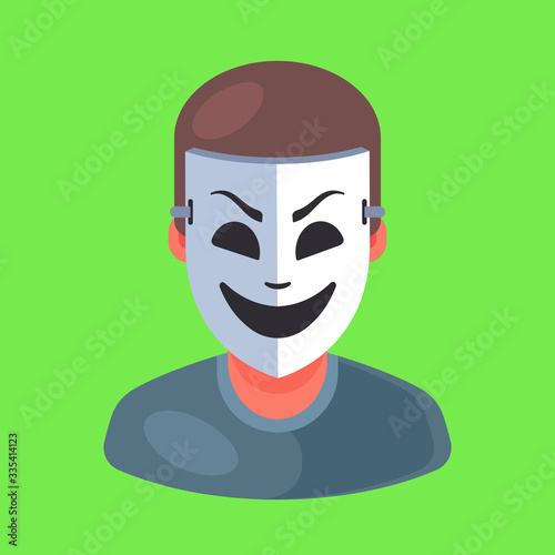 masked man icon. rip off a person. Flat character vector illustration.