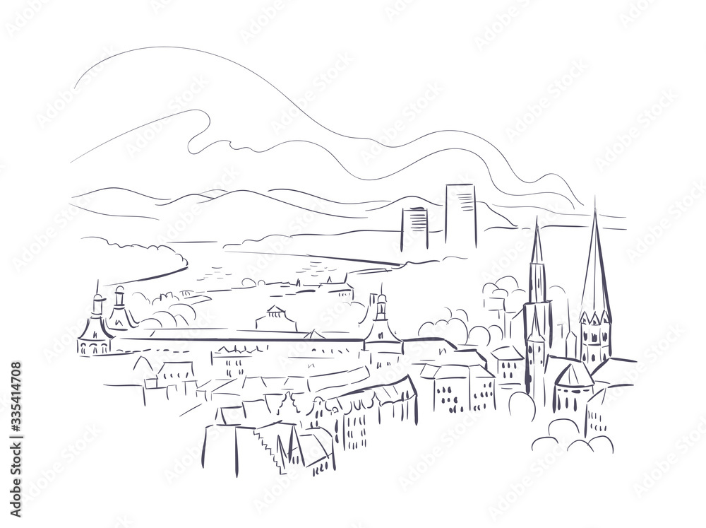 Obraz premium Bonn Germany Europe vector sketch city illustration line art