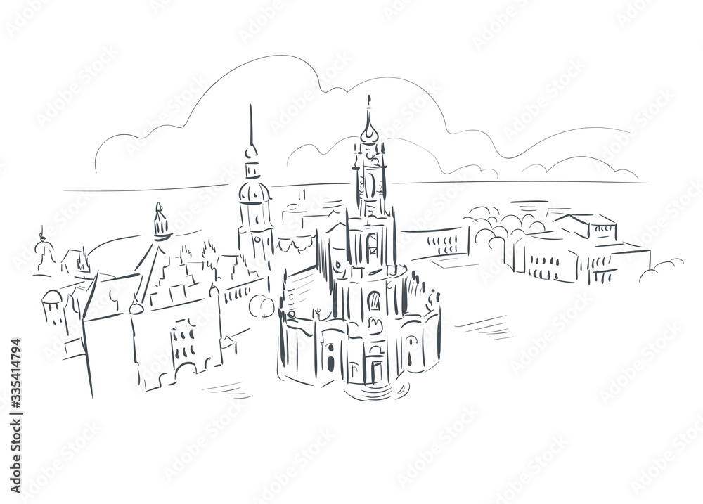 Dresden Germany Europe vector sketch city illustration line art