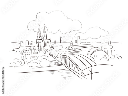 Obraz na płótnie Cologne Germany Europe vector sketch city illustration line art