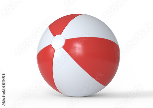 Beach ball isolated on white background. 3D Rendering, 3D Illustration