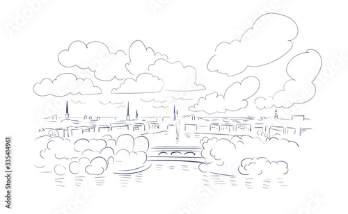 Hamburg Germany Europe vector sketch city illustration line art