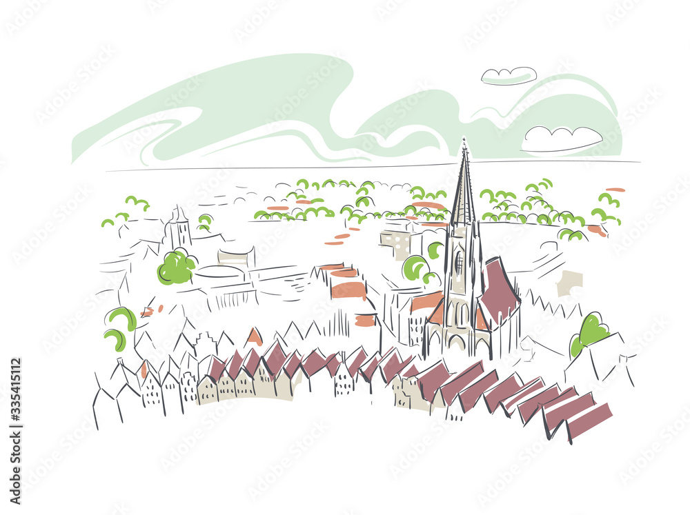 Munster Germany Europe vector sketch city illustration line art