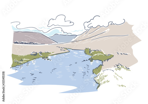 Connemara Irland Europe vector sketch city illustration line art