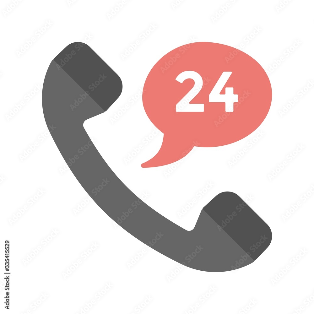 24/7 phone support icon in flat style. 24 hours open call service. Non-stop customer support, service, help symbols. 24/7 phone support icon in flat style. 24 hours open call service. Non-stop customer support, service, help symbols.