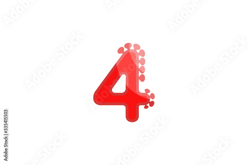 4 four number coronavirus red font text covid vector design element