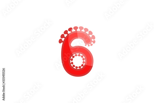 6 six number coronavirus red font text covid vector design element