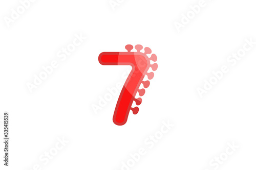 7 seven number coronavirus red font text covid vector design element