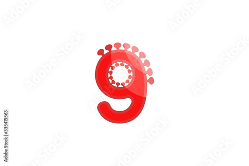 9 nine number coronavirus red font text covid vector design element