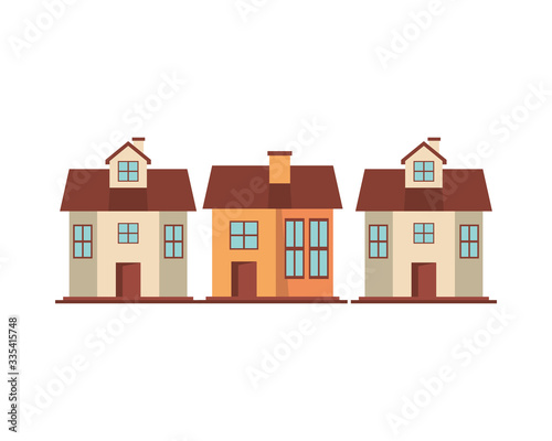 houses fronts facades isolated icons © Jemastock