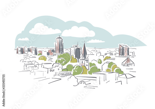 Enschede Netherlands Europe vector sketch city illustration line art