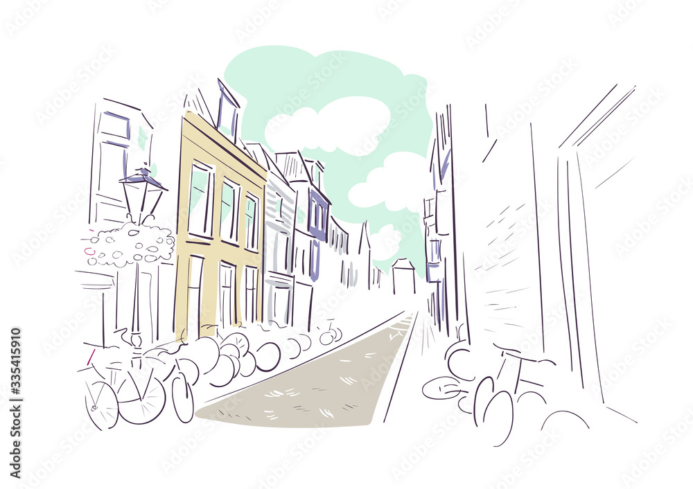 Fototapeta premium Utrecht Netherlands Europe vector sketch city illustration line art